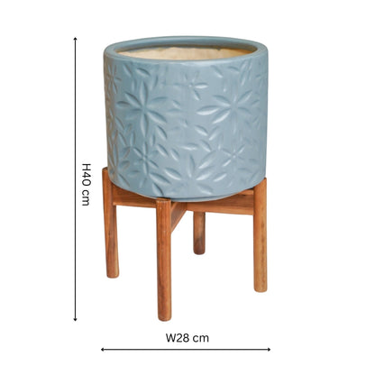 Aspen Chevron Planter by Ivyline dusty blue measurements