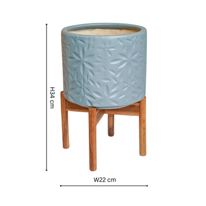 Aspen Chevron Planter by Ivyline dusty blue measurements