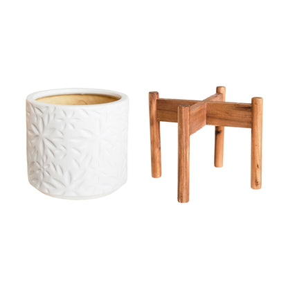 Aspen Chevron Planter by Ivyline white with stand