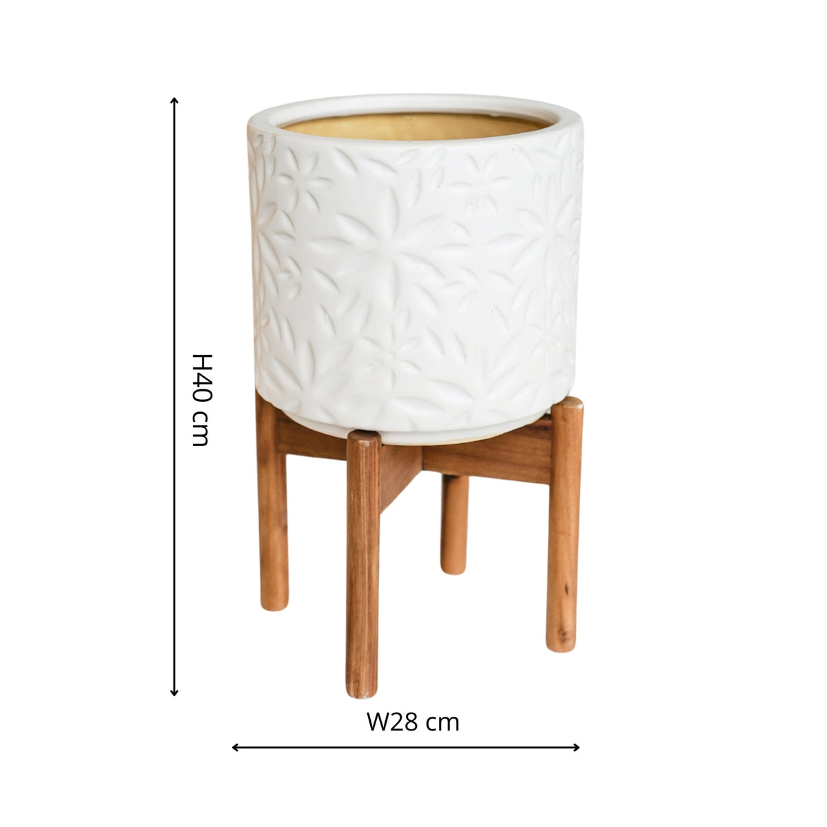 Aspen Chevron Planter by Ivyline white measurements