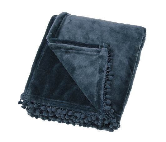 Walton & Co Cashmere Touch Throw in Slate Blue