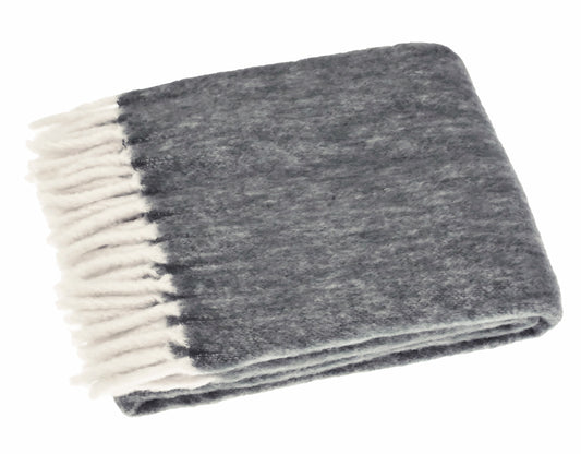 Wool Blend Lambs Tail Throw Charcoal