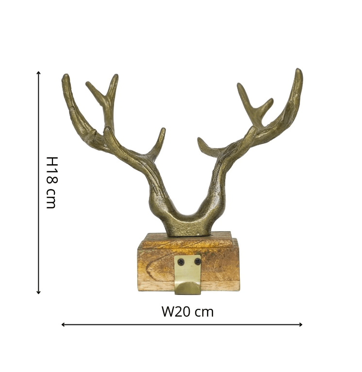 Antler Stocking Holder Antique Brass Cast Iron