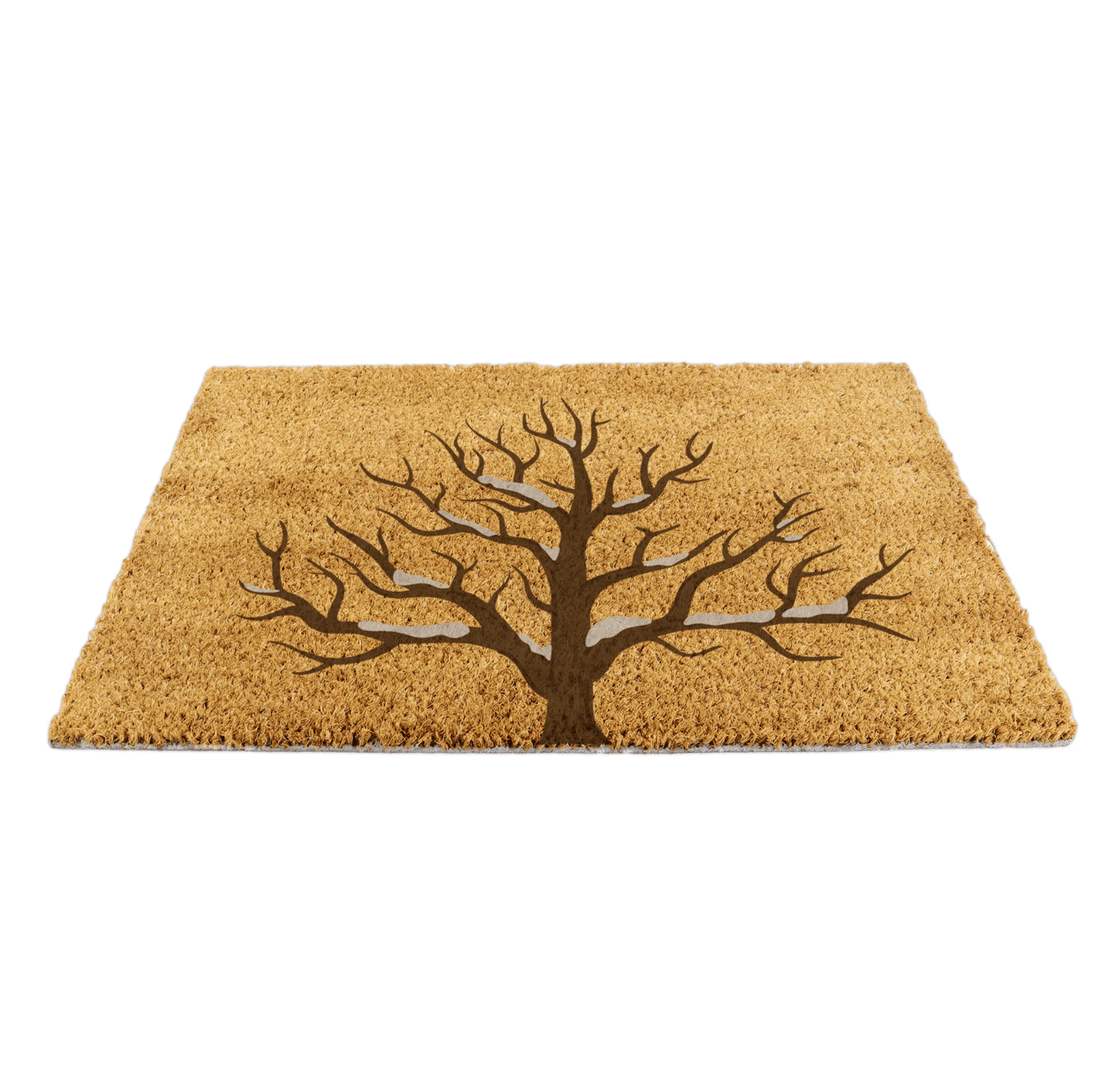 Doormat with a tree design on a white background