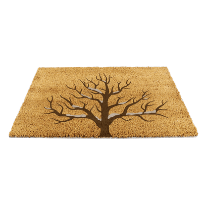 Doormat with a tree design on a white background