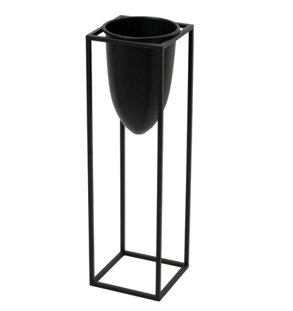 Matt Black Bullet Planter on Black Frame