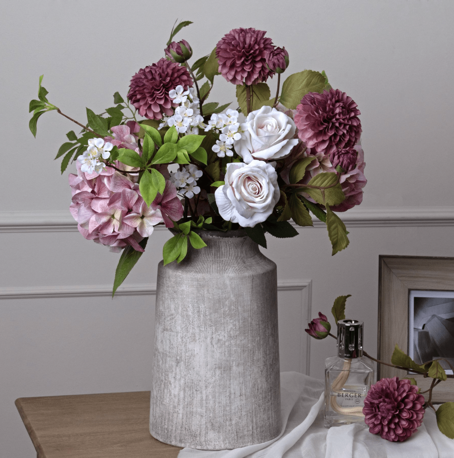 Bloomville Tall Stone Urn Vase