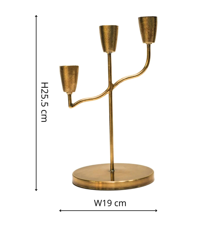 Cast Taper Candle Holder Antique Brass