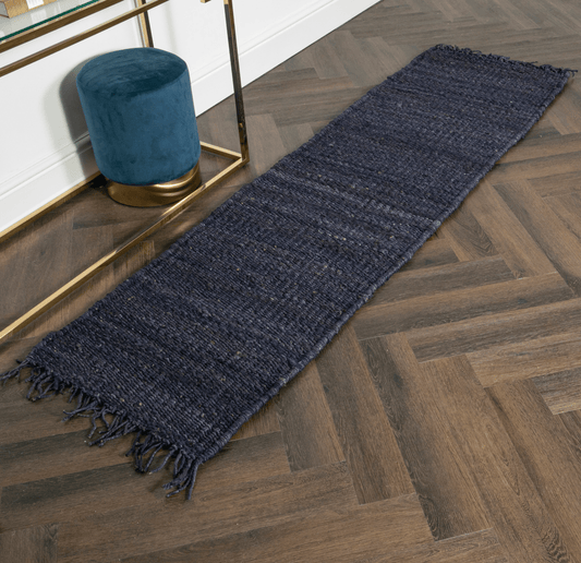 Chunky Navy Jute Runner Rug by native lifestyle