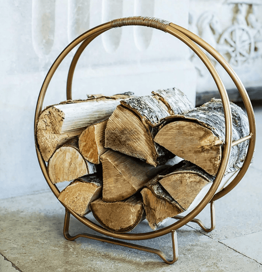 Contemporary Round Copper Log Holder by Ivyline