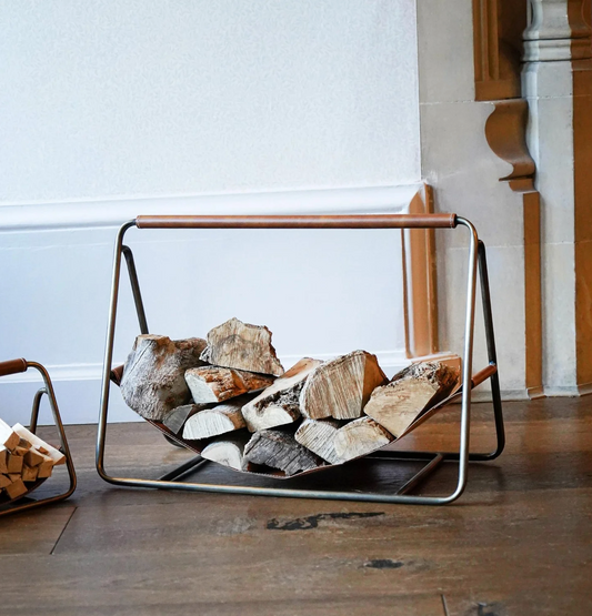 Contemporary Hanging Leather Log Holder