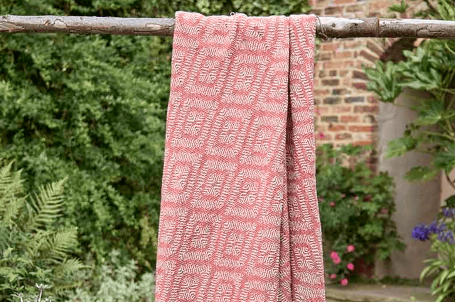 Diamond Recycled Cotton Throw Coral by Walton & Co
