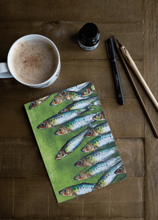 A5 paperback notebook Sardines Design by Dollyhotdogs