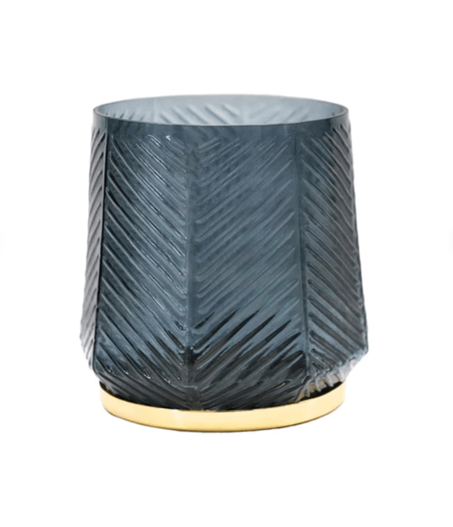 Elm Embossed Candle Holder by Ivyline Soft Blue