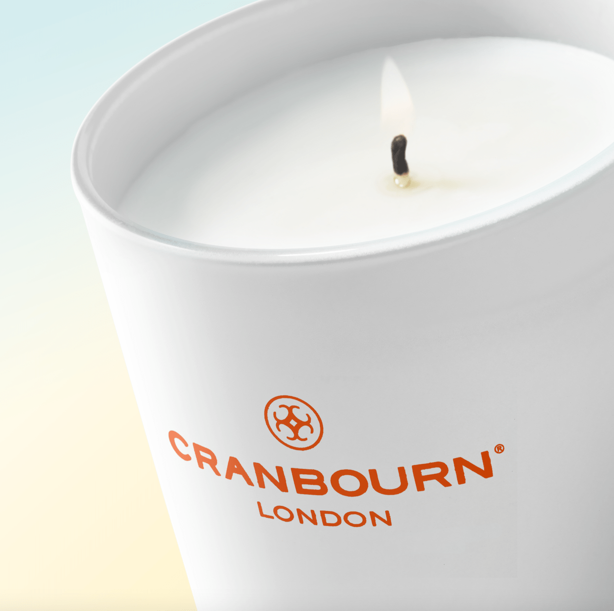 Escape to Santorini burning White Candle detail by Cranbourn London.