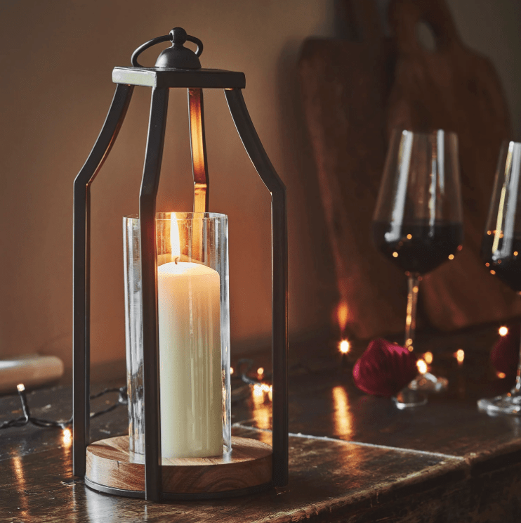 Felicity Circular Base Lantern in Acacia Wood