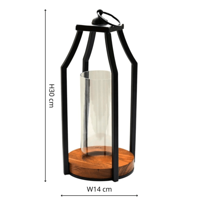 Felicity Circular Base Lantern in Acacia Wood