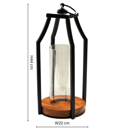 Felicity Circular Base Lantern in Acacia Wood