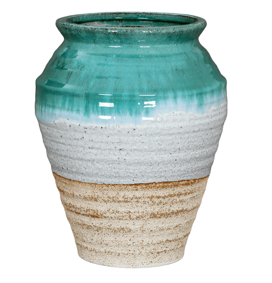 Ceramic vase with a gradient finish on a white background