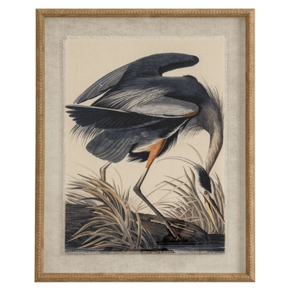 Heron Art Print in Beaded Frame