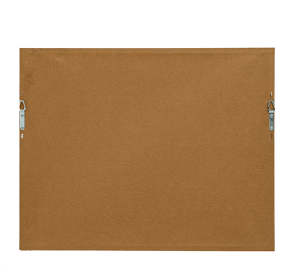 Brown cork bulletin board with two metal clips on a white background