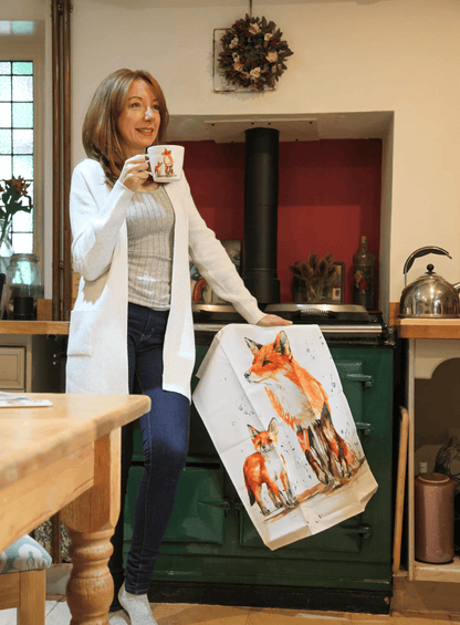 Fox & Cub Tea Towel by Meg Hawkins