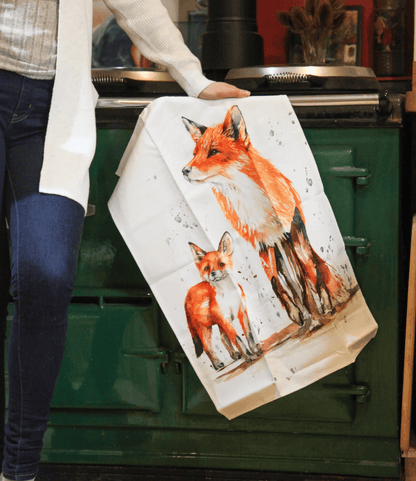 Fox & Cub Tea Towel by Meg Hawkins