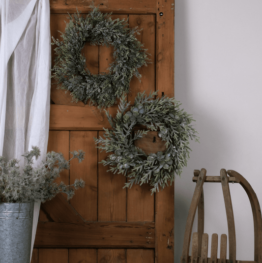 Frosted Pine Wreath With Pinecones