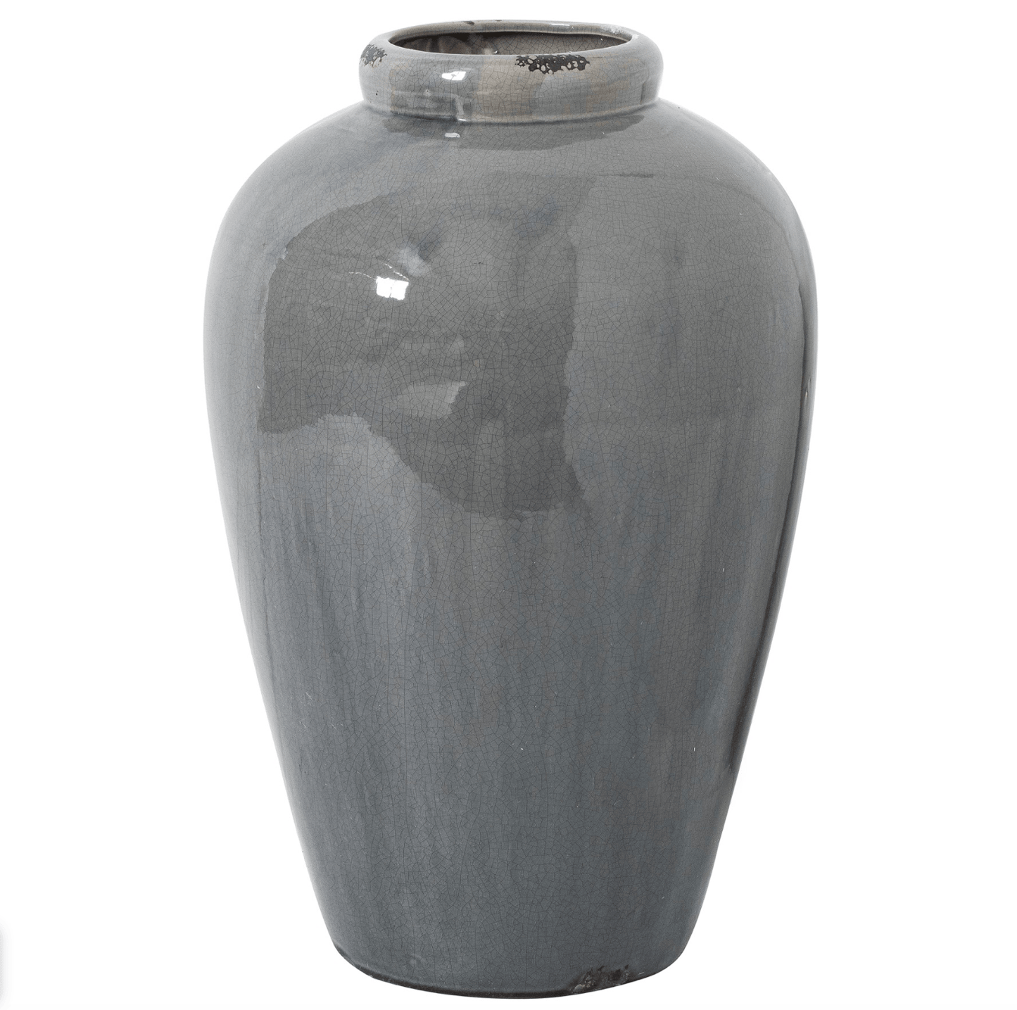 Gray ceramic vase on a white background