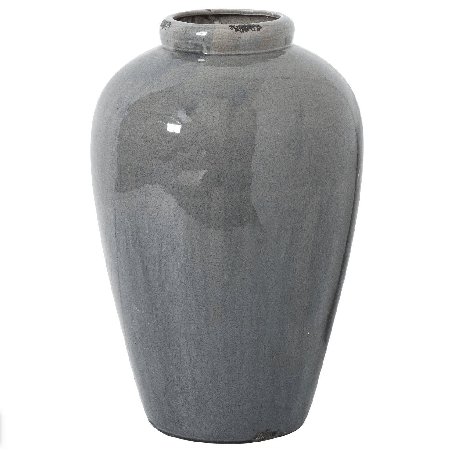Gray ceramic vase on a white background