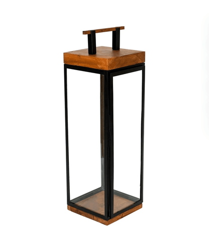 Tall Lantern in Acacia Wood and Black by Ivyline