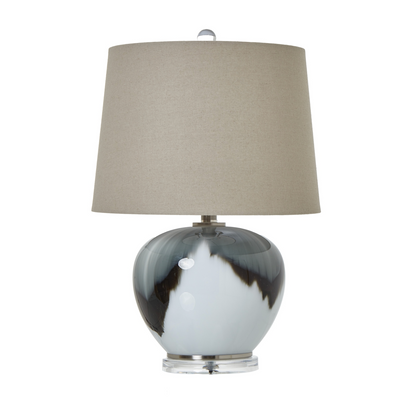 Grey Glass Table Lamp With Linen Shade