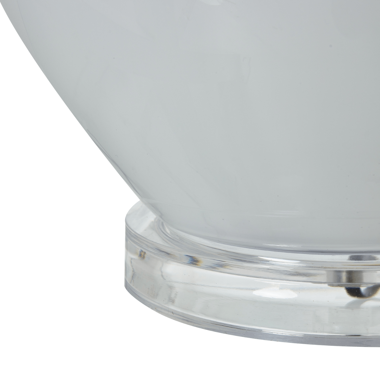 Close-up of a white bowl with a clear base on a white background