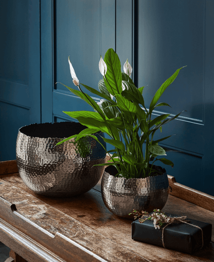 Ivyline Nickel & Black Hammered Planter