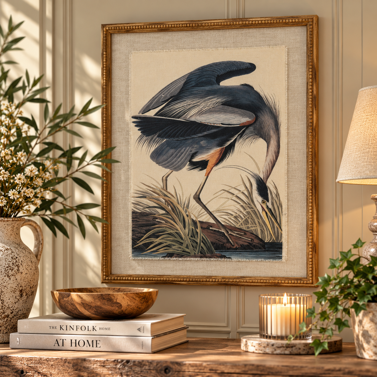 Heron Framed Art Print by Hill Interiors