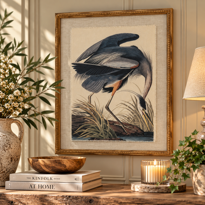 Heron Framed Art Print by Hill Interiors