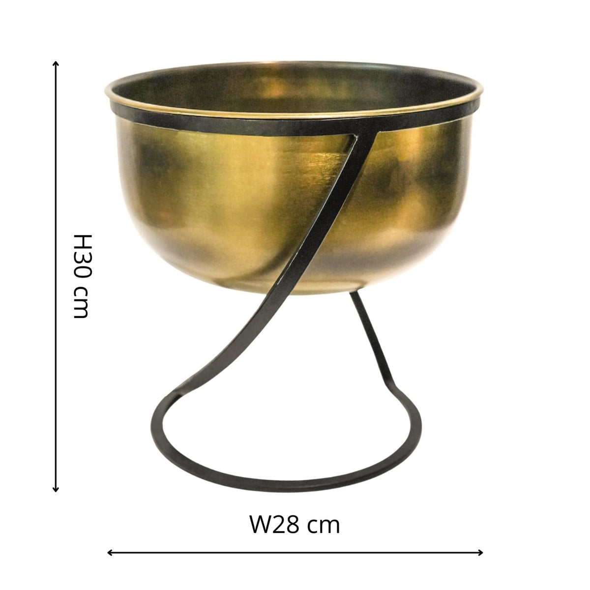 Ivyline Kensington Brass Planter with stand 28cm diameter and 30cm height