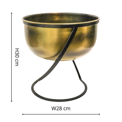 Ivyline Kensington Brass Planter with stand 28cm diameter and 30cm height