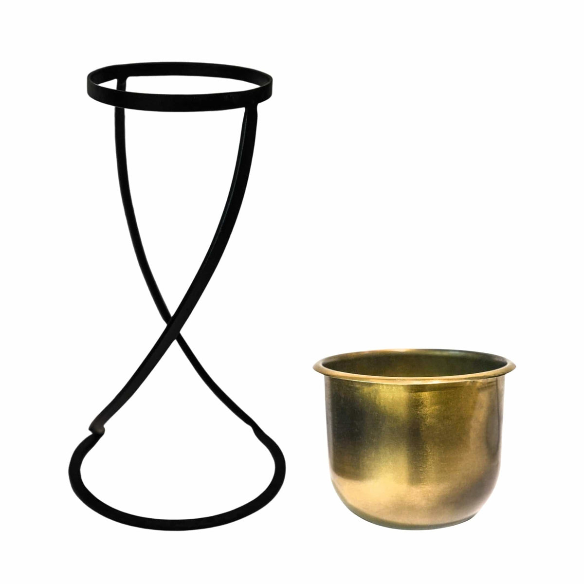 Ivyline Kensington Brass Planter with stand 14cm in two pieces