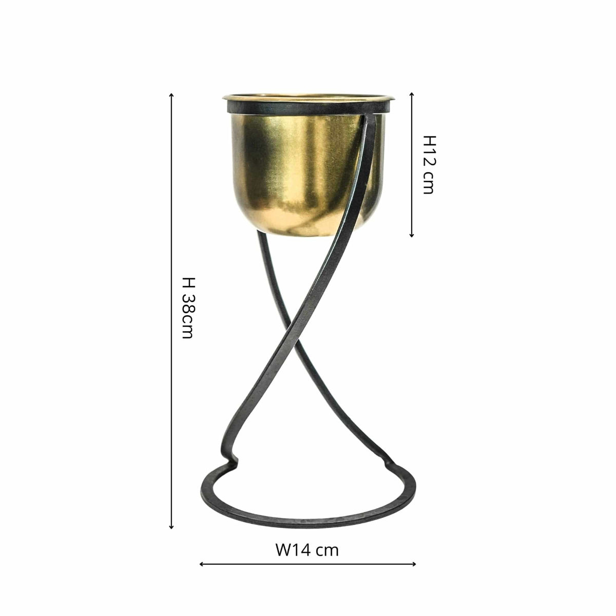 Ivyline Kensington Brass Planter with stand 14cm diameter and 38cm height