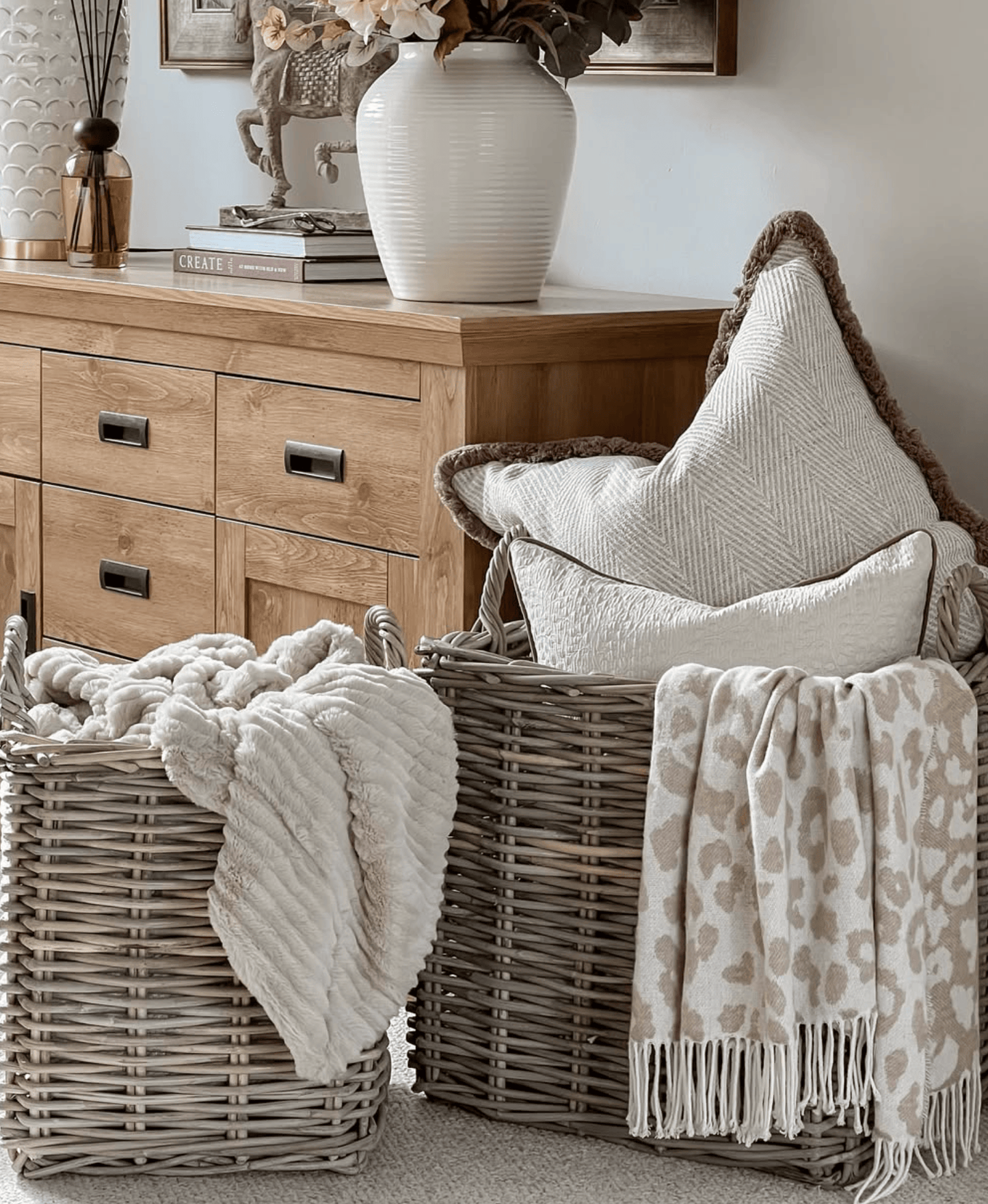 Ivyline Wicker storage Baskets x 2