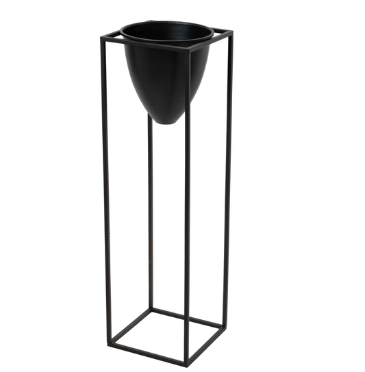 Large Matt Black Bullet Planter On Black Frame