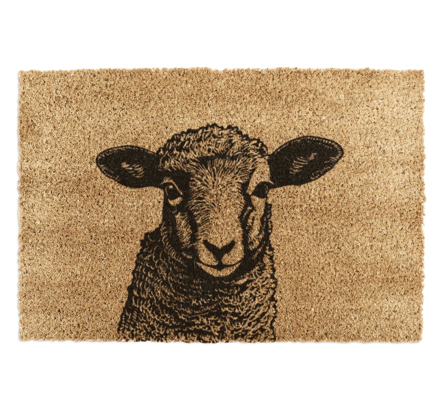 Doormat with a Lamb design on a beige background