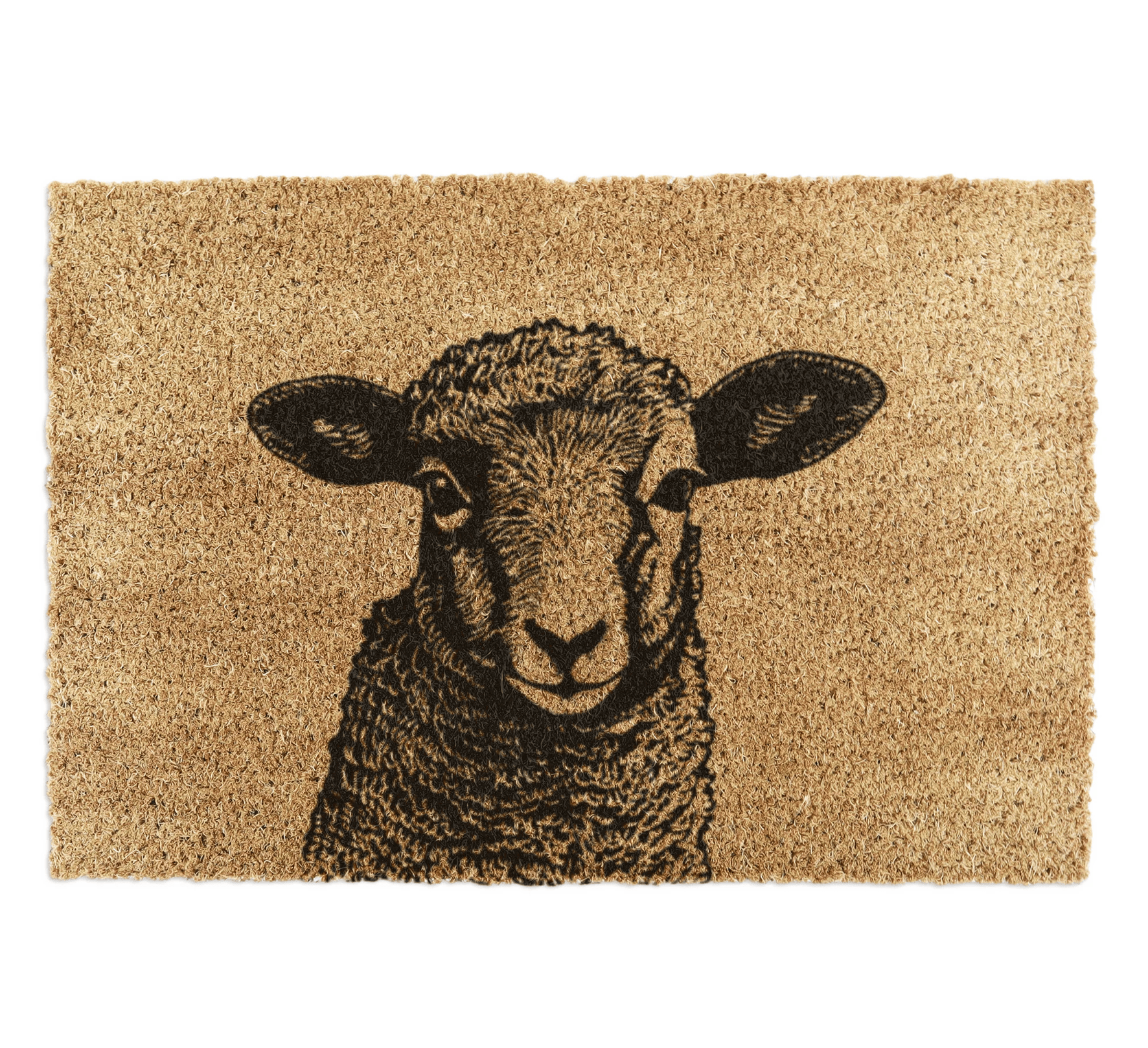 Doormat with a Lamb design on a beige background