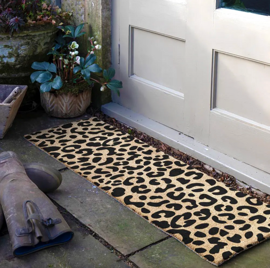 Patio Doormat 'Leopard Print' Black Print Design by Artsy