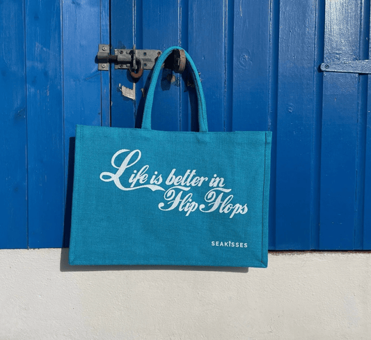 Life is Better in Flip Flops Ocean Blue Tote Bag