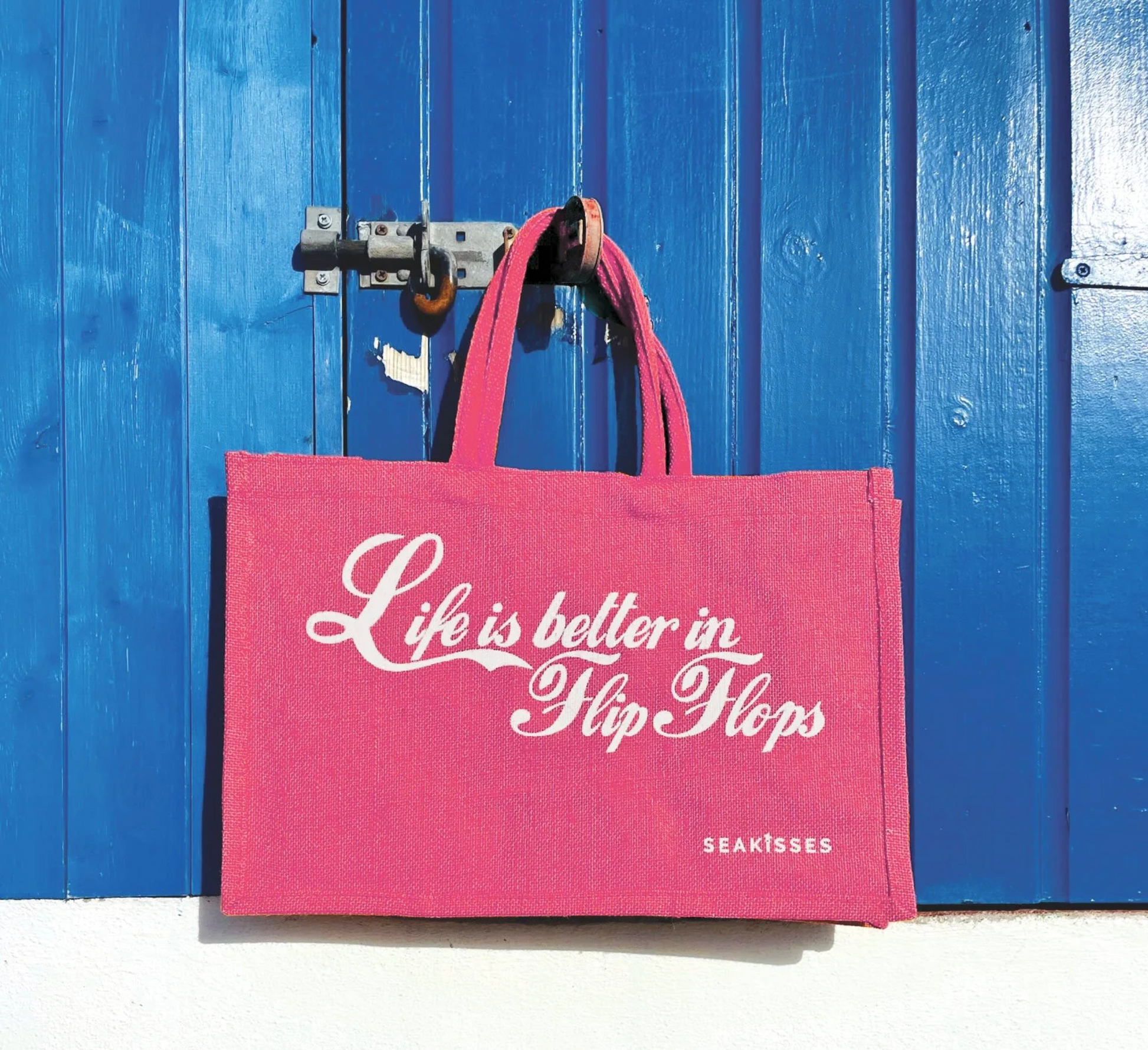 Life is Better in Flip Flops Jute Bag - Pretty in Pink