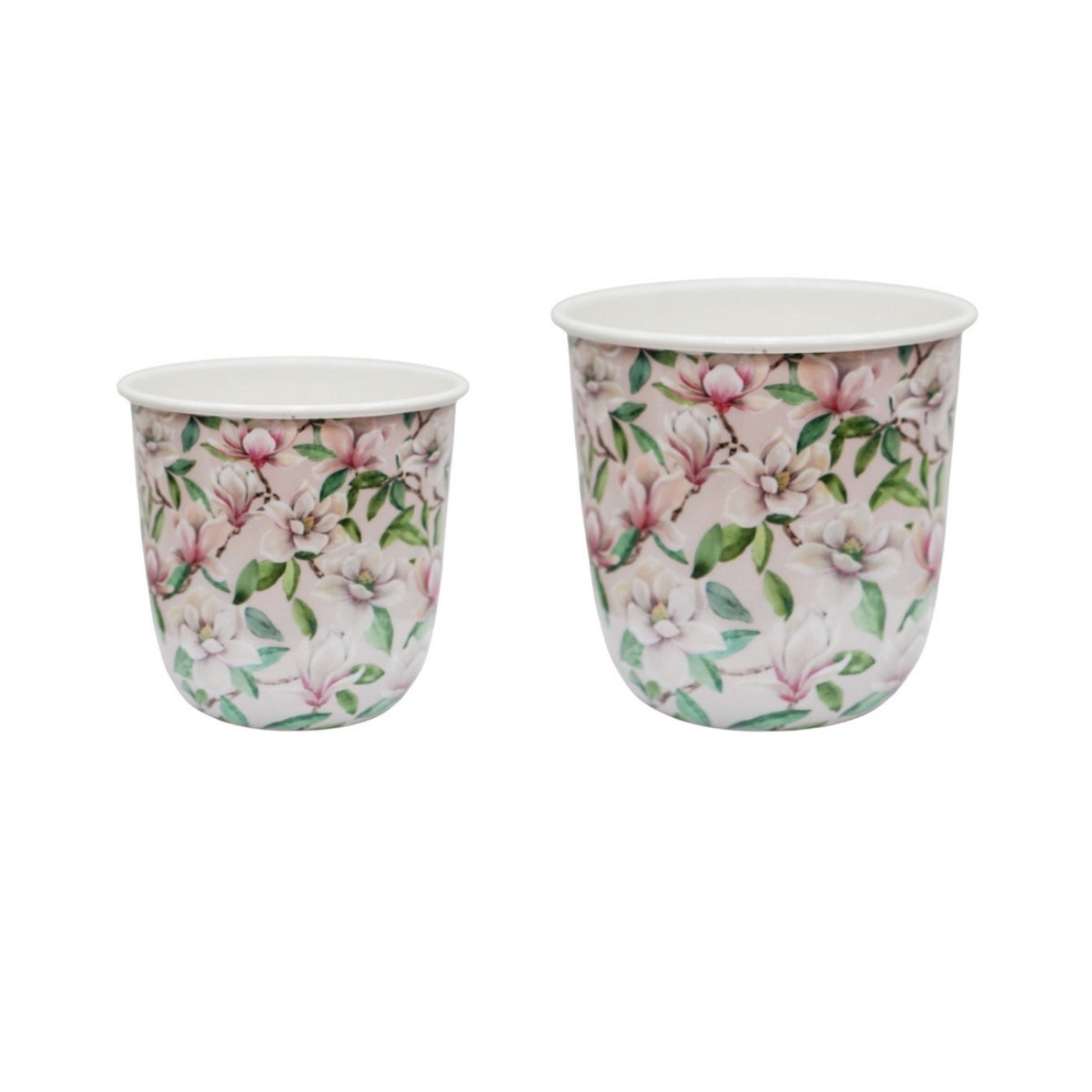 Maisie Vintage Magnolia Metal Planter Set of 2