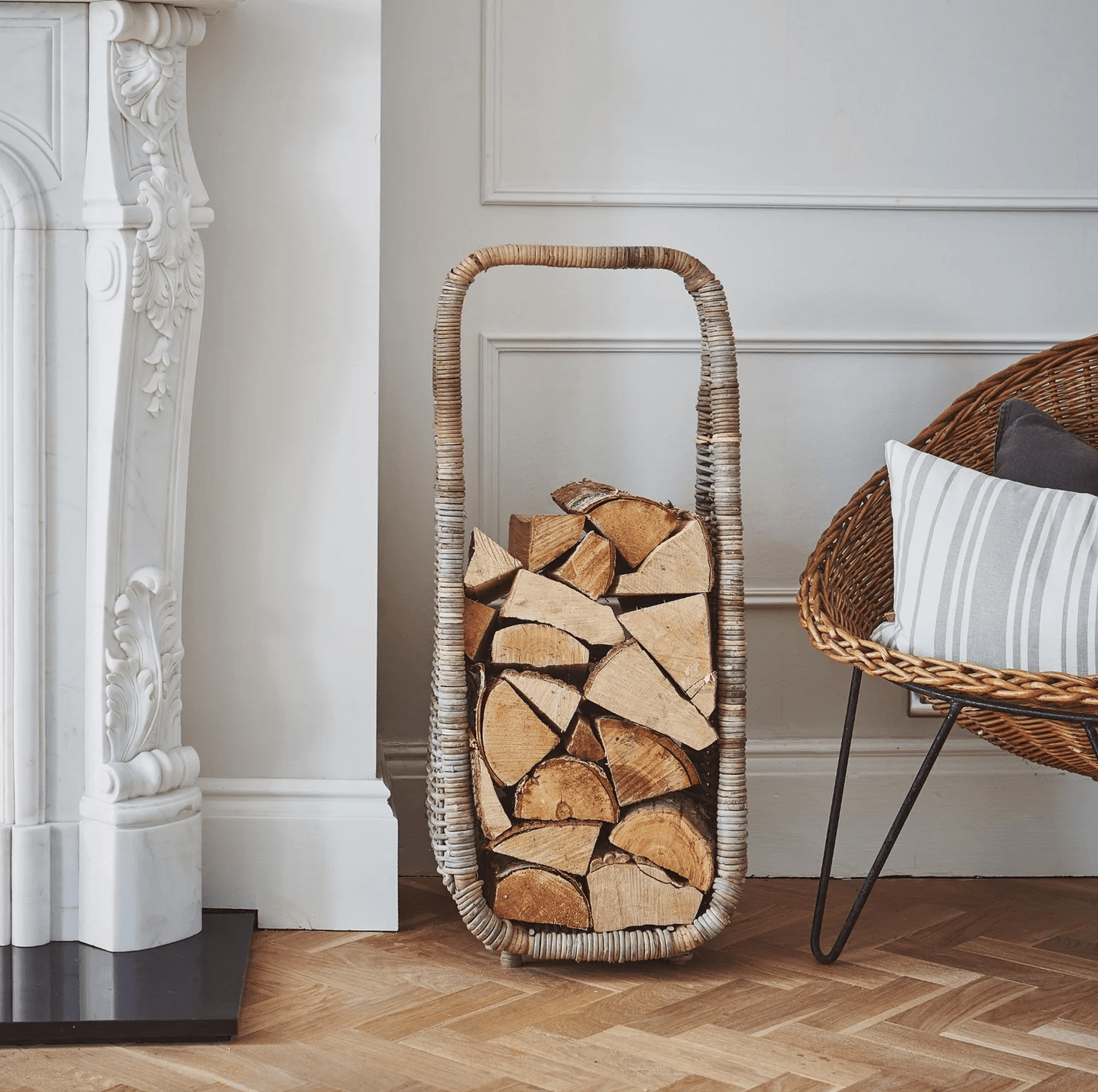 Natural Rattan Tall Log Storage by Ivyline