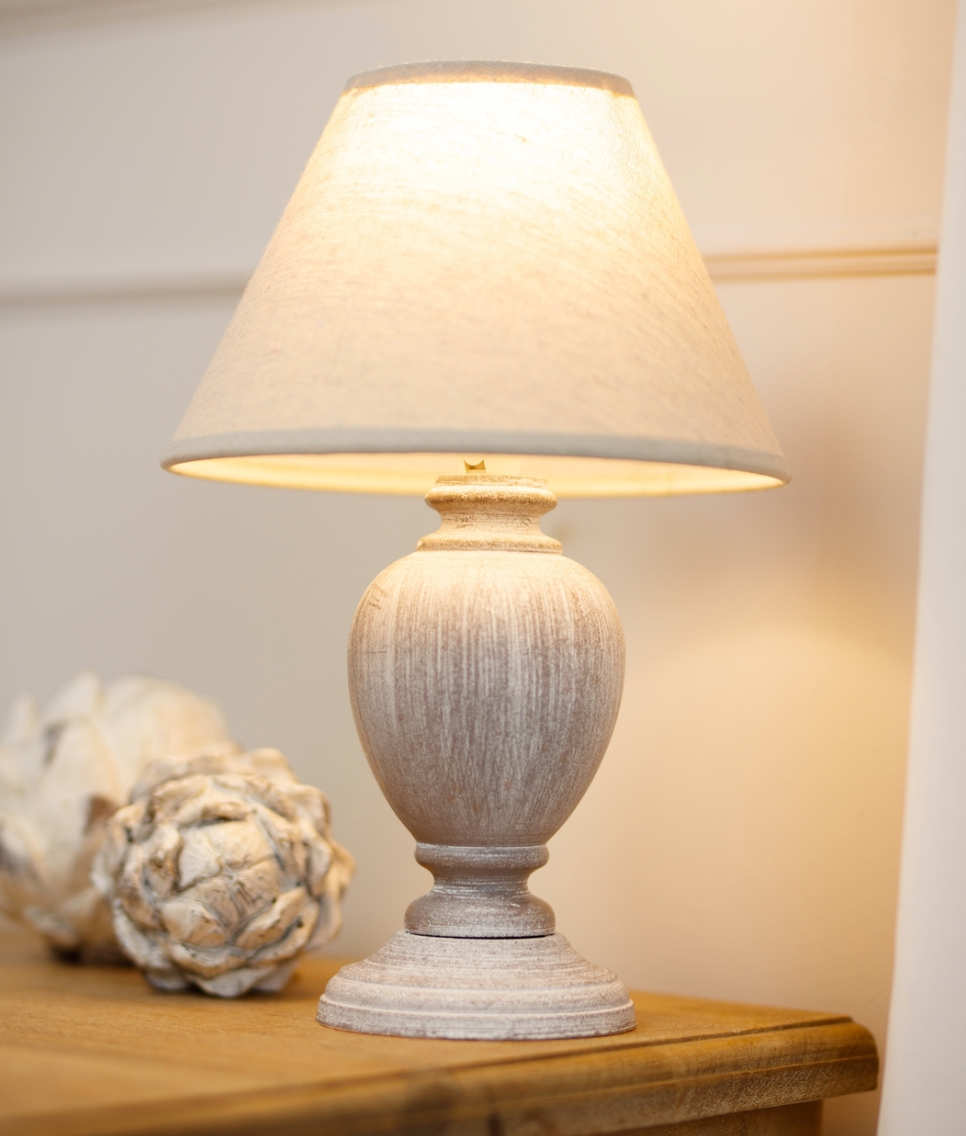 Table Lamp Pewter Base and Linen Shade